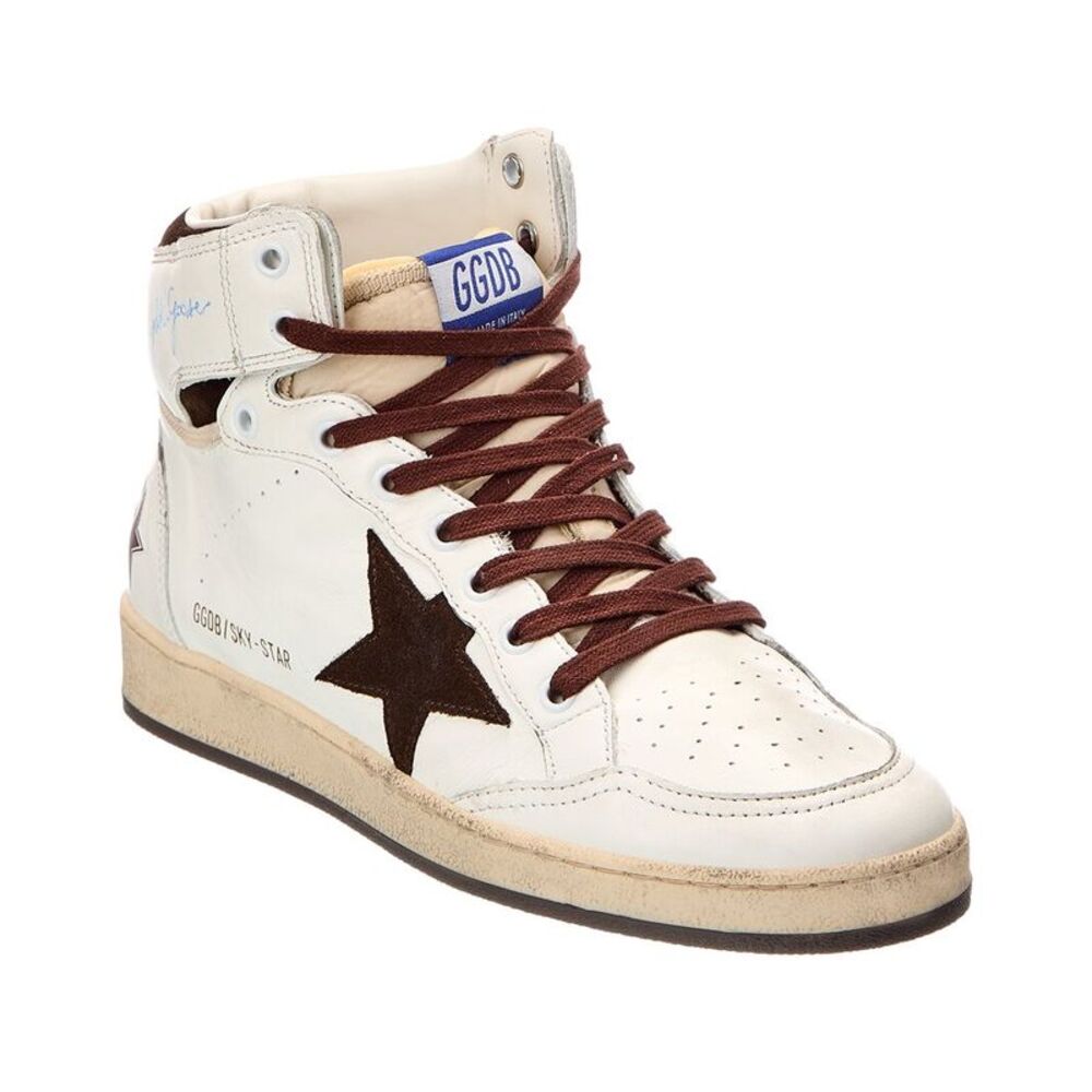 Golden Goose Leather High-Top Sneaker, White